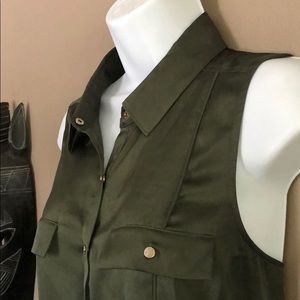 White House Black Market Olive Green Blouse